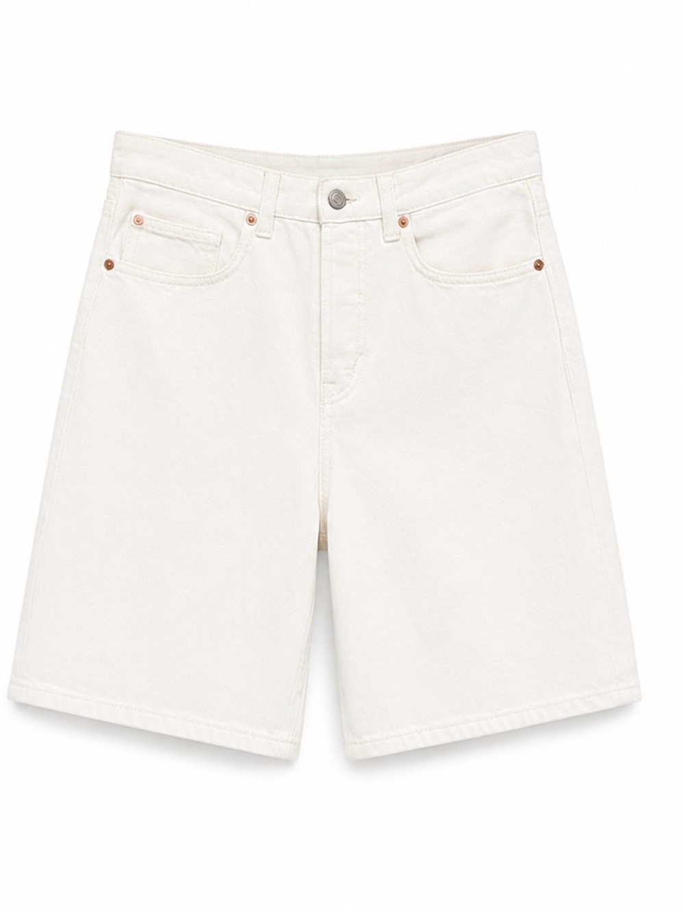 Classic High-Rise White Denim Shorts